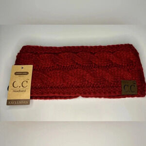 NWT C.C. Red Sherpa Knit Head Wrap Ear Muff Headband